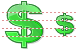 Green dollar icons