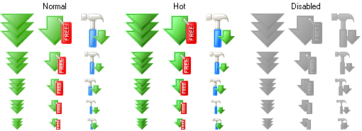 Icon states and sizes