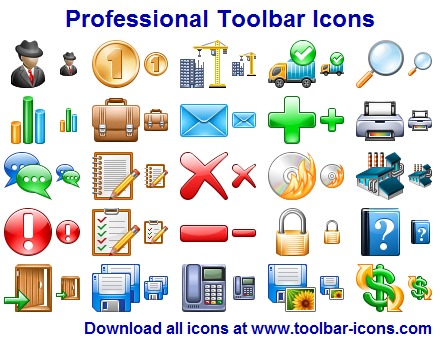 Professional Toolbar Icon Set screenshot