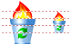 Burning trash can icon